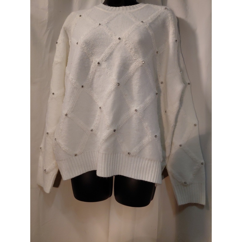 Nanette Nanette Lepore Womens  Pullover Holiday‎ Spark Rhinestones Sweater  Sz M